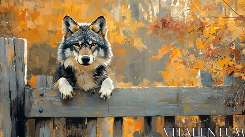 AI ART Artistic Wolf in Autumn