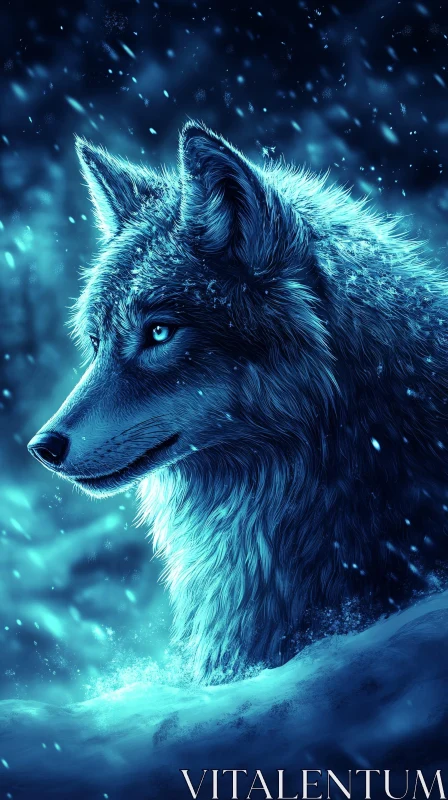 Wolf in Winter Wonderland AI Image