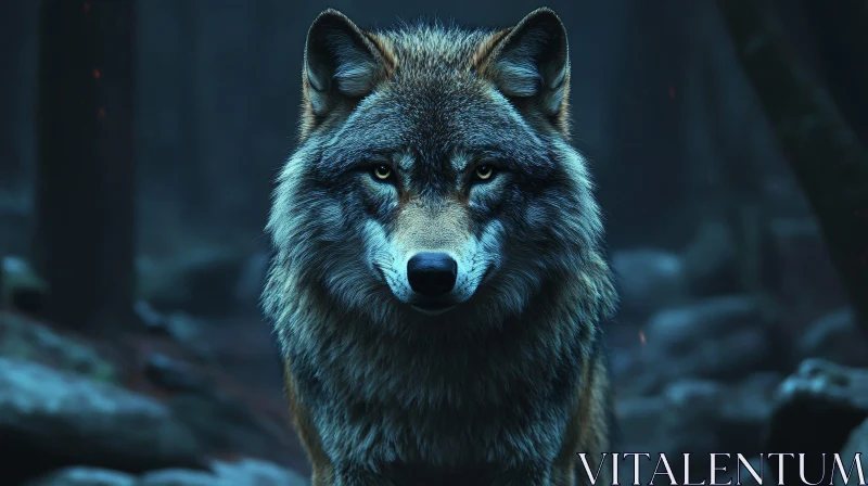 AI ART Enigmatic Wolf Portrait