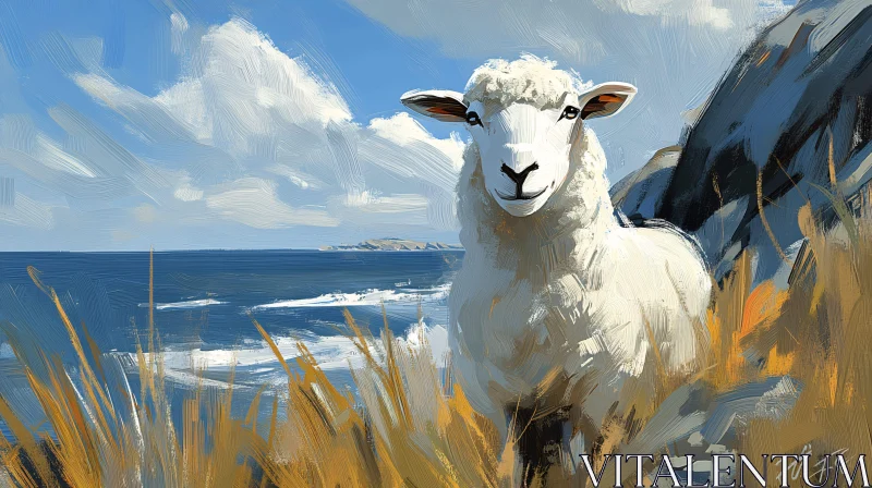 AI ART Coastal Sheep Artwork