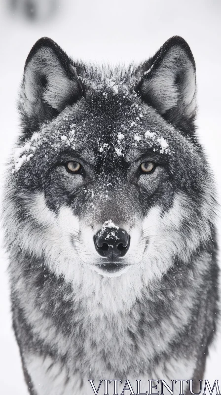 Wild Wolf in Winter Landscape AI Image