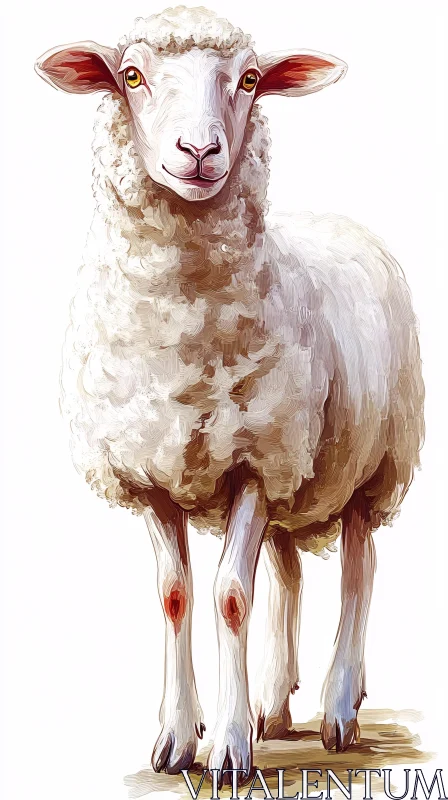 AI ART Serene Sheep Illustration