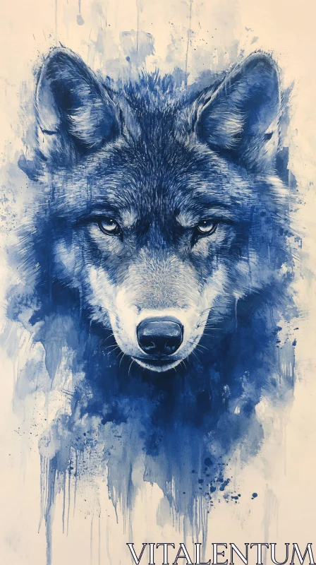 AI ART Blue Wolf Art Piece