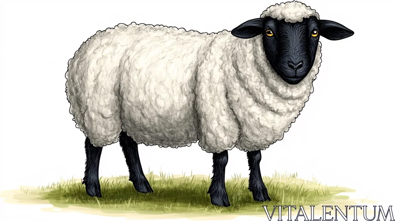 AI ART Artistic Sheep Illustration