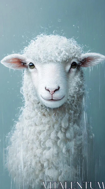 Sheep Artwork Highlighting Wool Textures AI Image