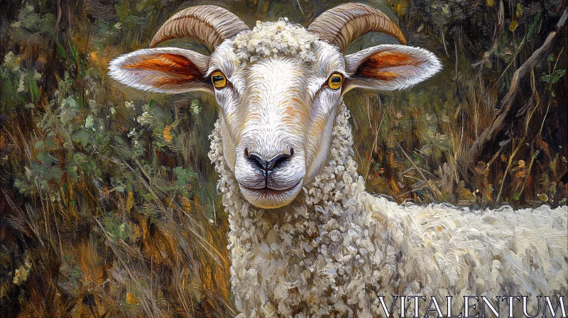 AI ART Painting of a Sheep in Nature