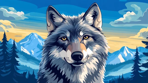 Wolf in Majestic Mountain Landscape