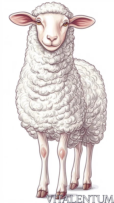 AI ART Artistic Sheep Drawing with Curly Fleece