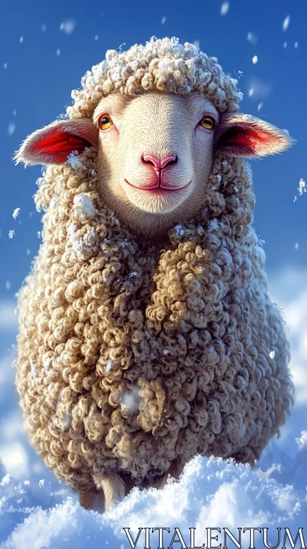 AI ART Cute Winter Lamb Illustration