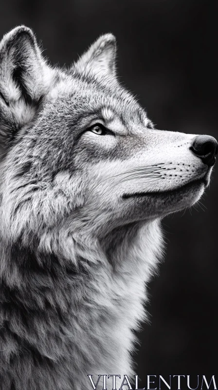 AI ART Monochrome Wolf Close-Up