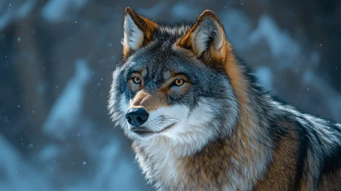 Wild Wolf in Winter AI Image