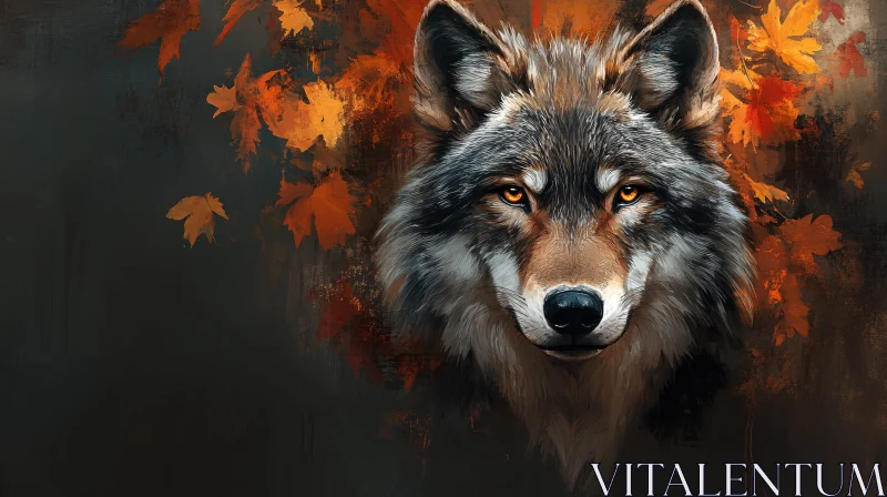 AI ART Wolf in Autumnal Ambiance