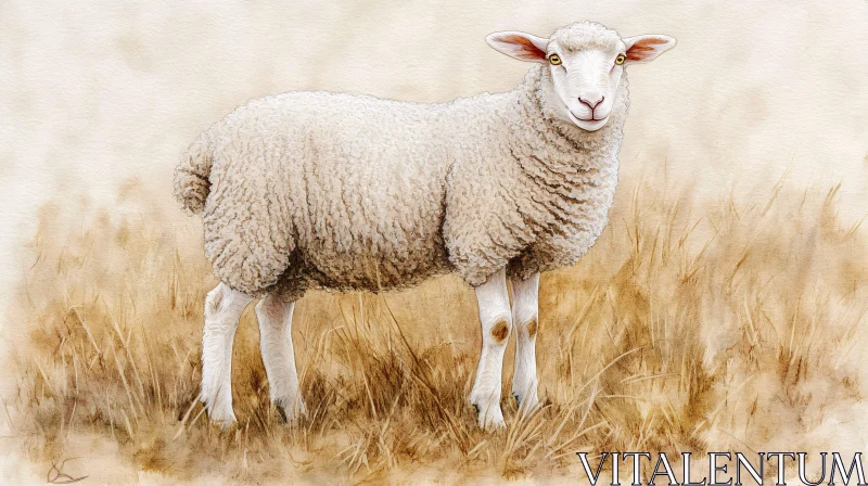 AI ART Peaceful Pasture Sheep Image