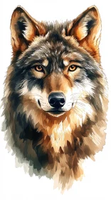 Artistic Wolf Portrait in Watercolors