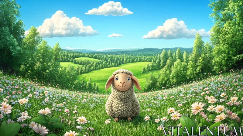 AI ART Pastoral Sheep Landscape