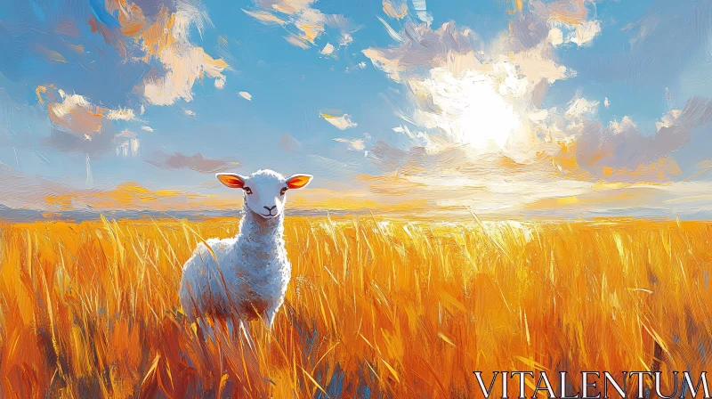 AI ART Artistic Sheep and Field Scene