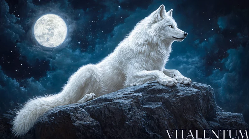 AI ART Luminous Wolf in Moonlit Night