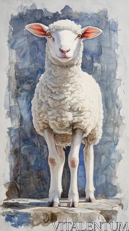 AI ART Artistic Sheep Portrait in Watercolor