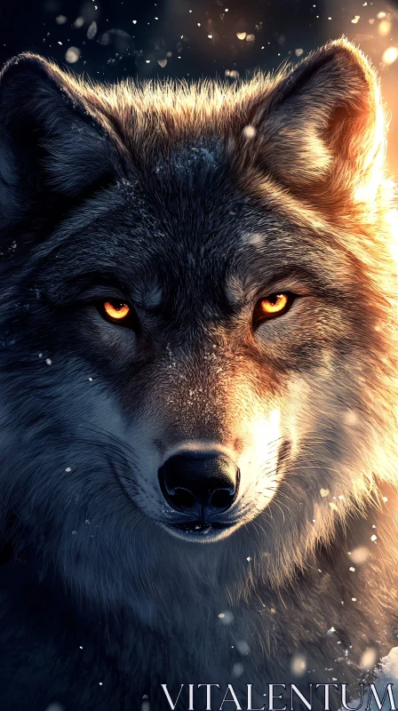 AI ART Close-Up of a Wolf in Natural Habitat