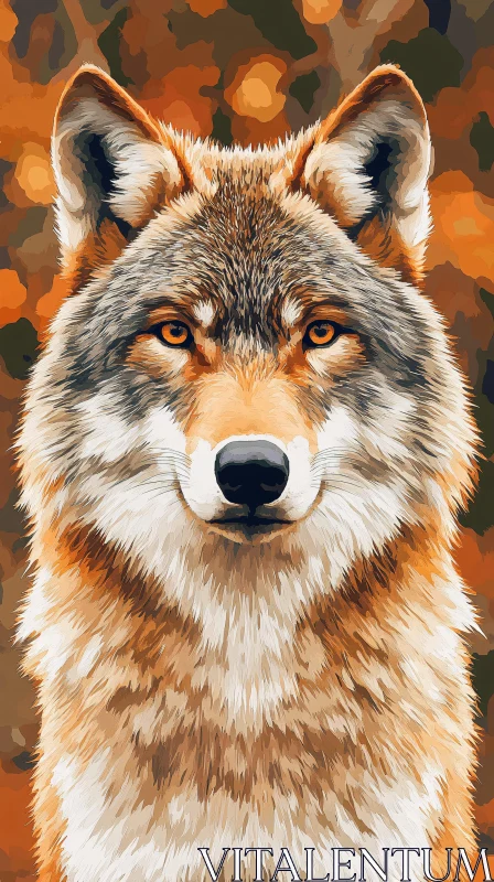 AI ART Wild Wolf in Autumn Hues