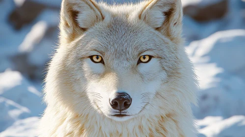 White Wolf with Golden Eyes AI Image