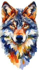 Colorful Geometric Wolf Portrait