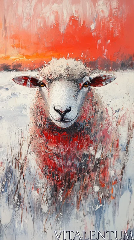 AI ART Colorful Sheep Winter Art