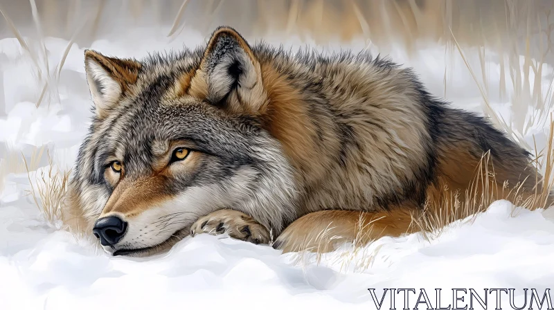 AI ART Wolf in Winter Wilderness