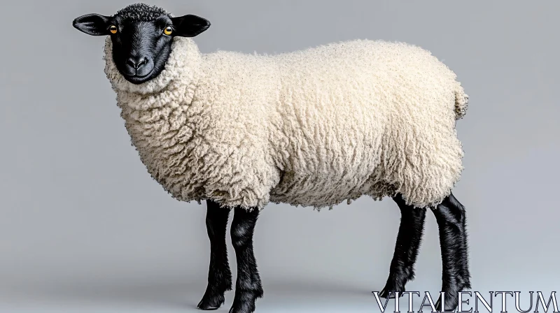 AI ART Sheep with Fluffy Wool