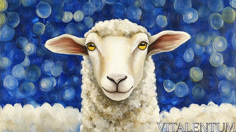 AI ART Whimsical Sheep Painting with Textured Swirls