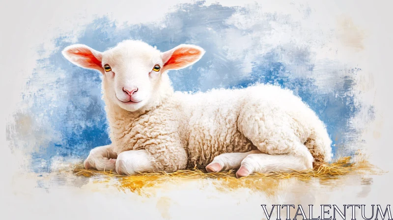 AI ART Pastoral Serenity: Fluffy Lamb