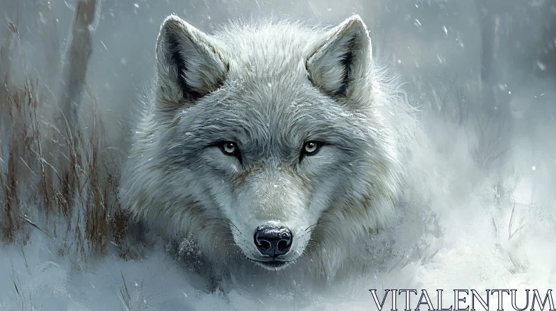 AI ART Snow Wolf in Winter Scene