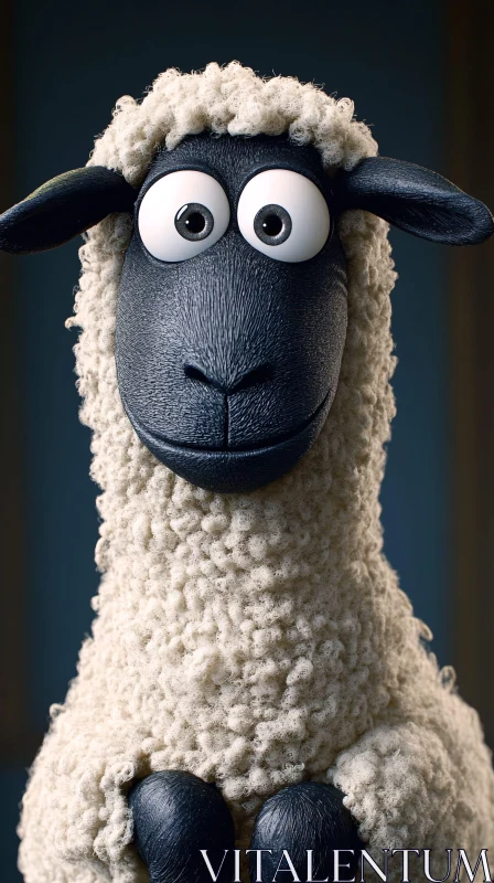 Charming Cartoon Sheep AI Image