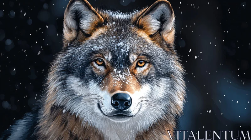 AI ART Wolf Portrait with Snow