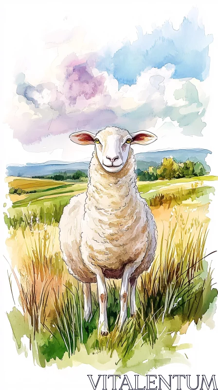 AI ART Pastoral Sheep Art Scene