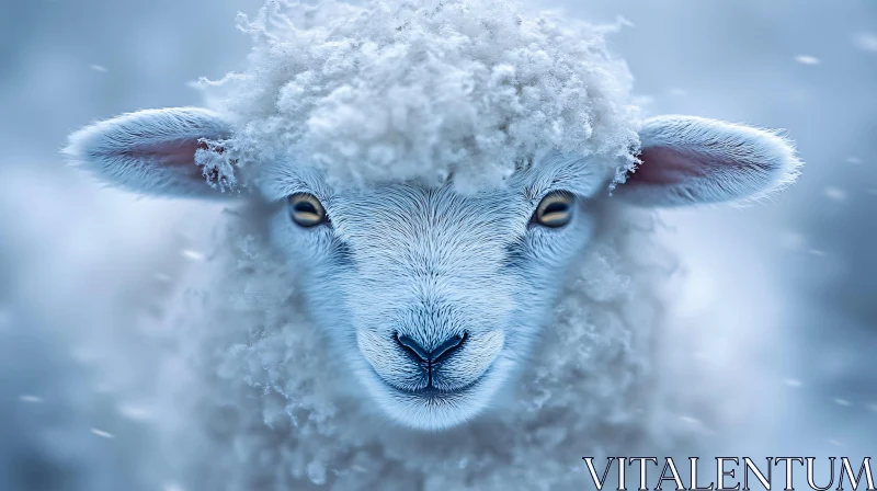 AI ART Serene Snowy Sheep Image