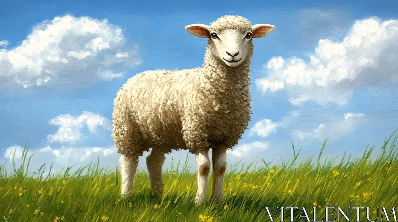 AI ART Pastoral Portrait of a Sheep