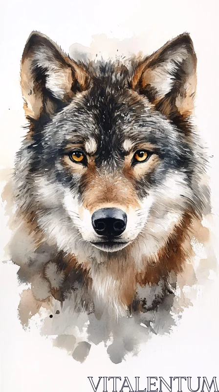 AI ART Majestic Wolf Head Illustration