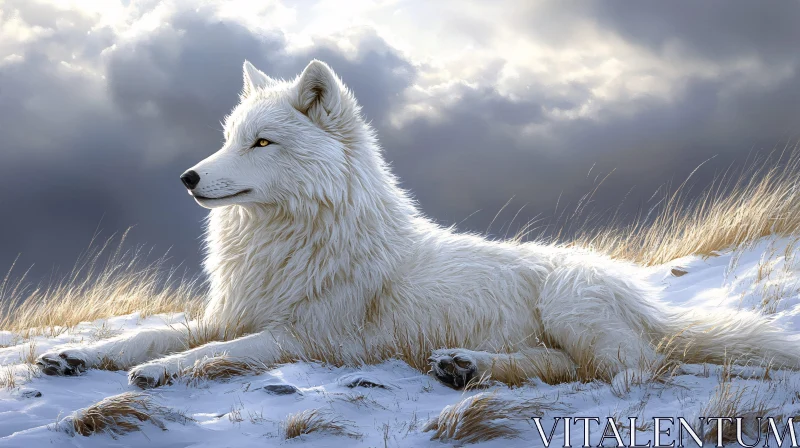 AI ART Serene Wolf Amidst Snow