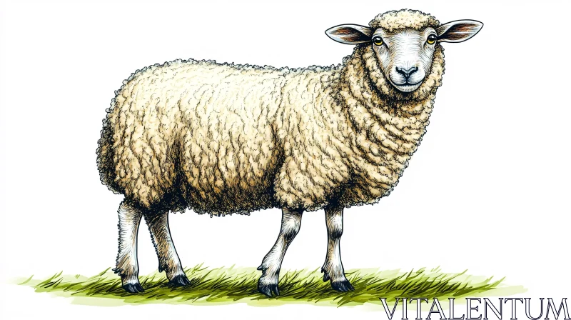 AI ART Woolly Sheep in Pasture