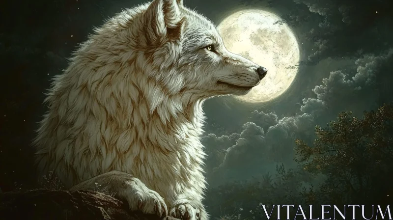 AI ART Wolf in Moonlit Forest