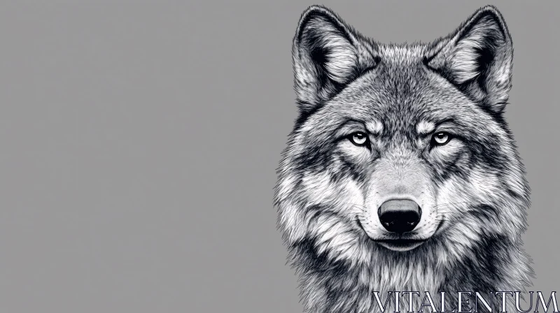 AI ART Monochrome Wolf Art