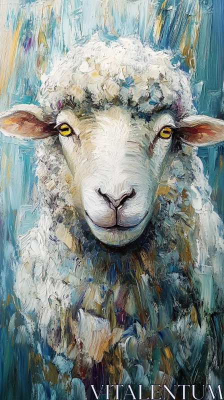 AI ART Vivid Sheep Painting with Expressive Eyes