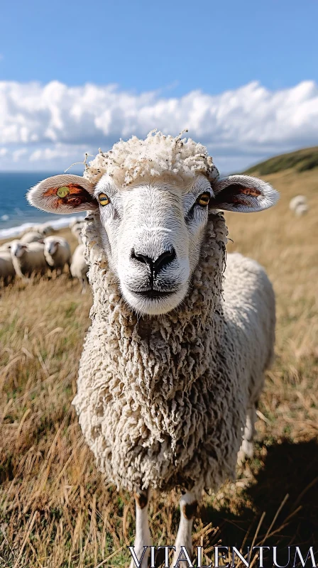 Curly Wool Sheep Close-Up AI Image