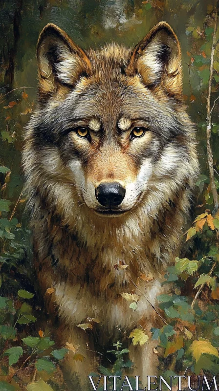 AI ART Wild Wolf Among Forest Foliage