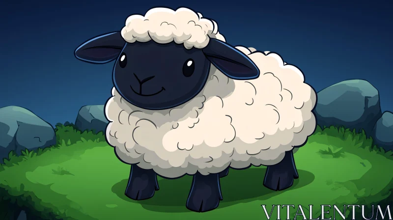 AI ART Charming Sheep in Cartoon Style