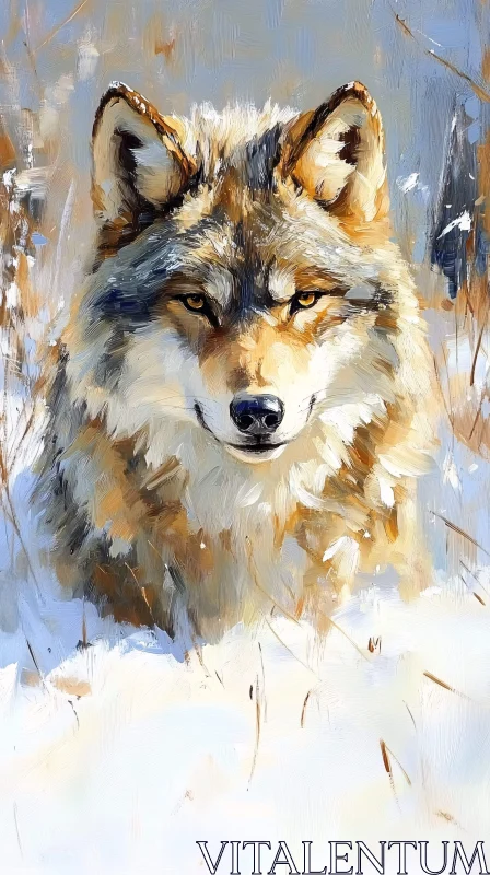 AI ART Wild Wolf Painting in Winter