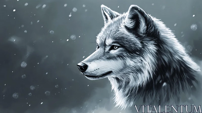 AI ART Snowy Wolf Art