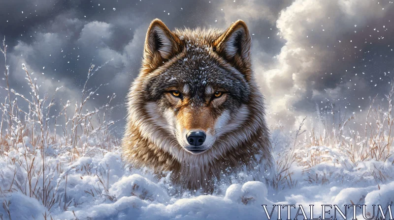 AI ART Wolf in Winter Landscape