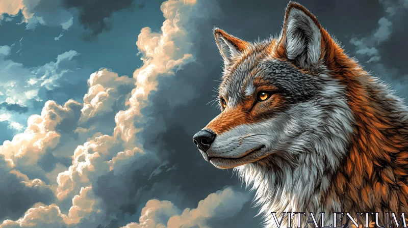 AI ART Wolf in Cloudscape